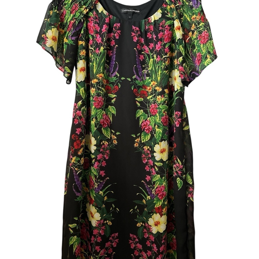 Floral Black Midi Dress - Picture 9 of 9